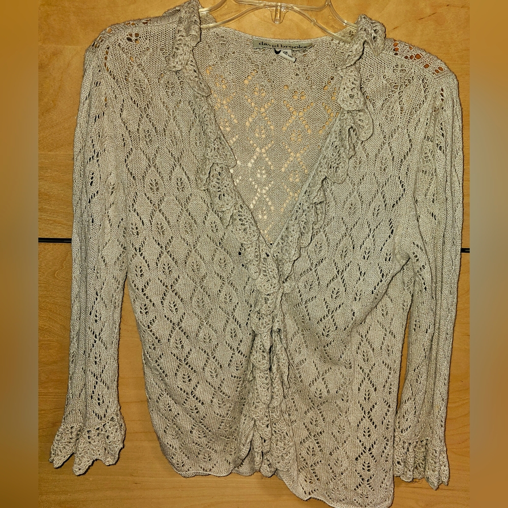 Ladies david brooks lacy knit cardigan